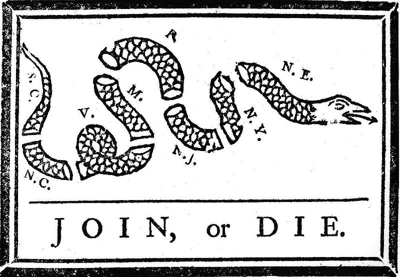 "Join or Die" by Ben Franklin