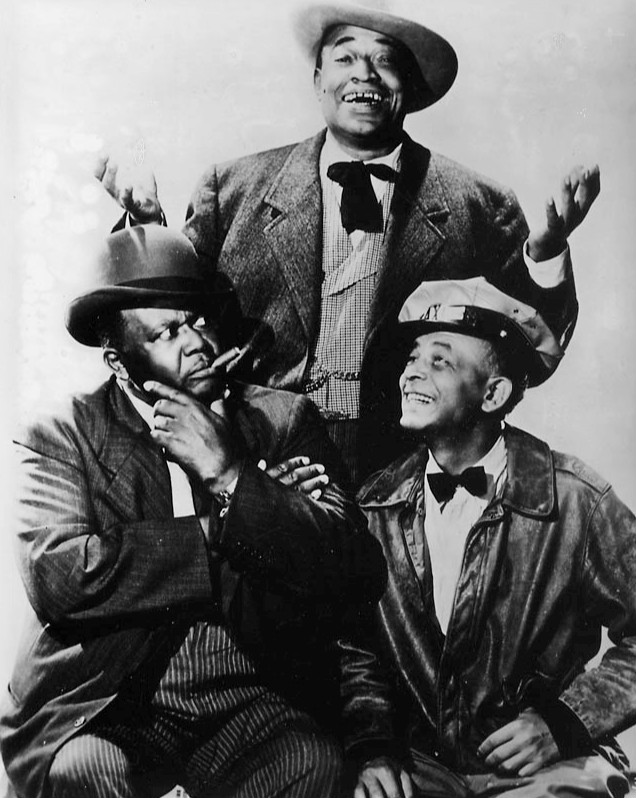 Cast (left to right) Spencer Williams (Andy), Tim Moore (Kingfish), and Alvin Childress (Amos)