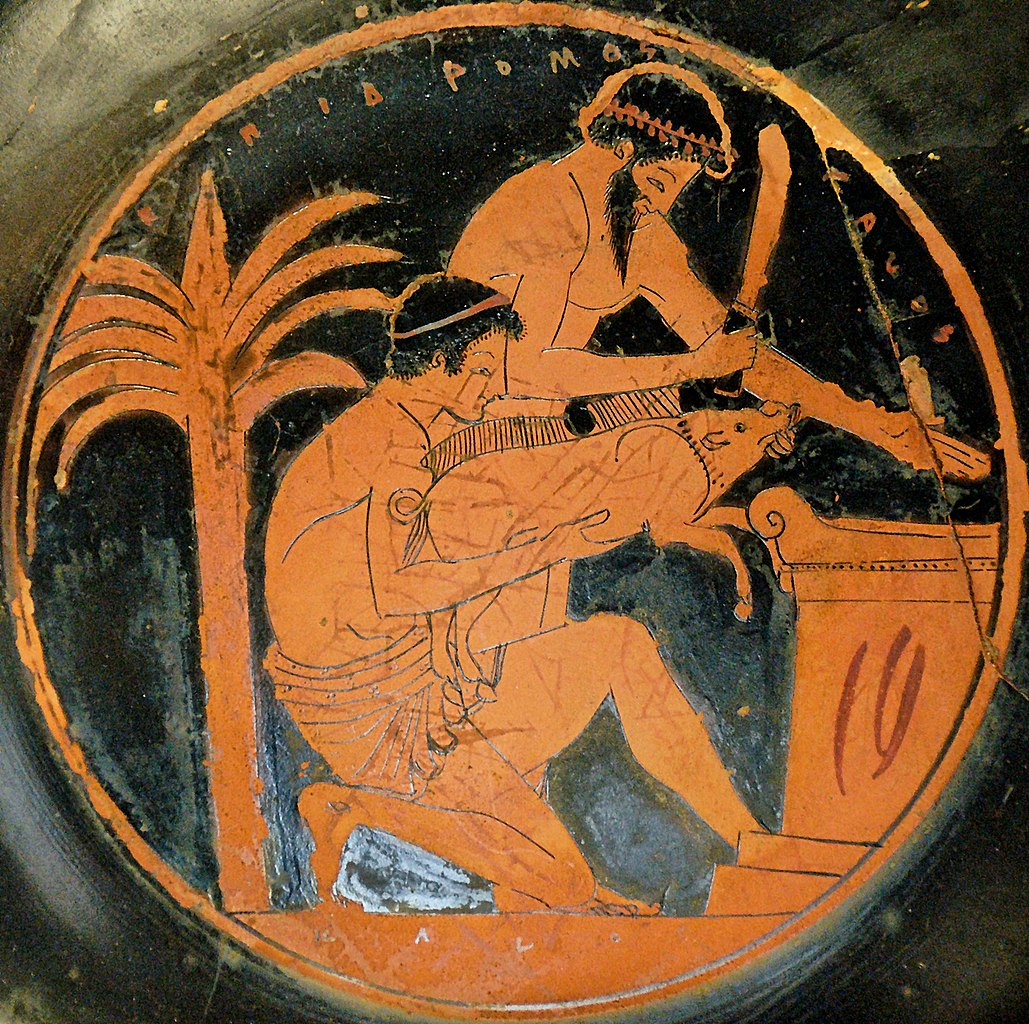 Sacrifice of a young boar in ancient Greece