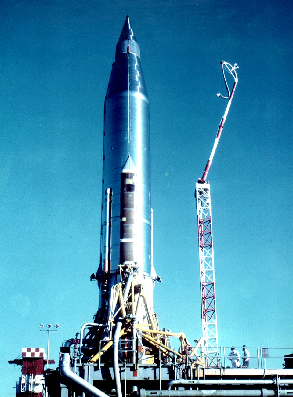 Atlas-B rocket with its SCORE payload ready for launch