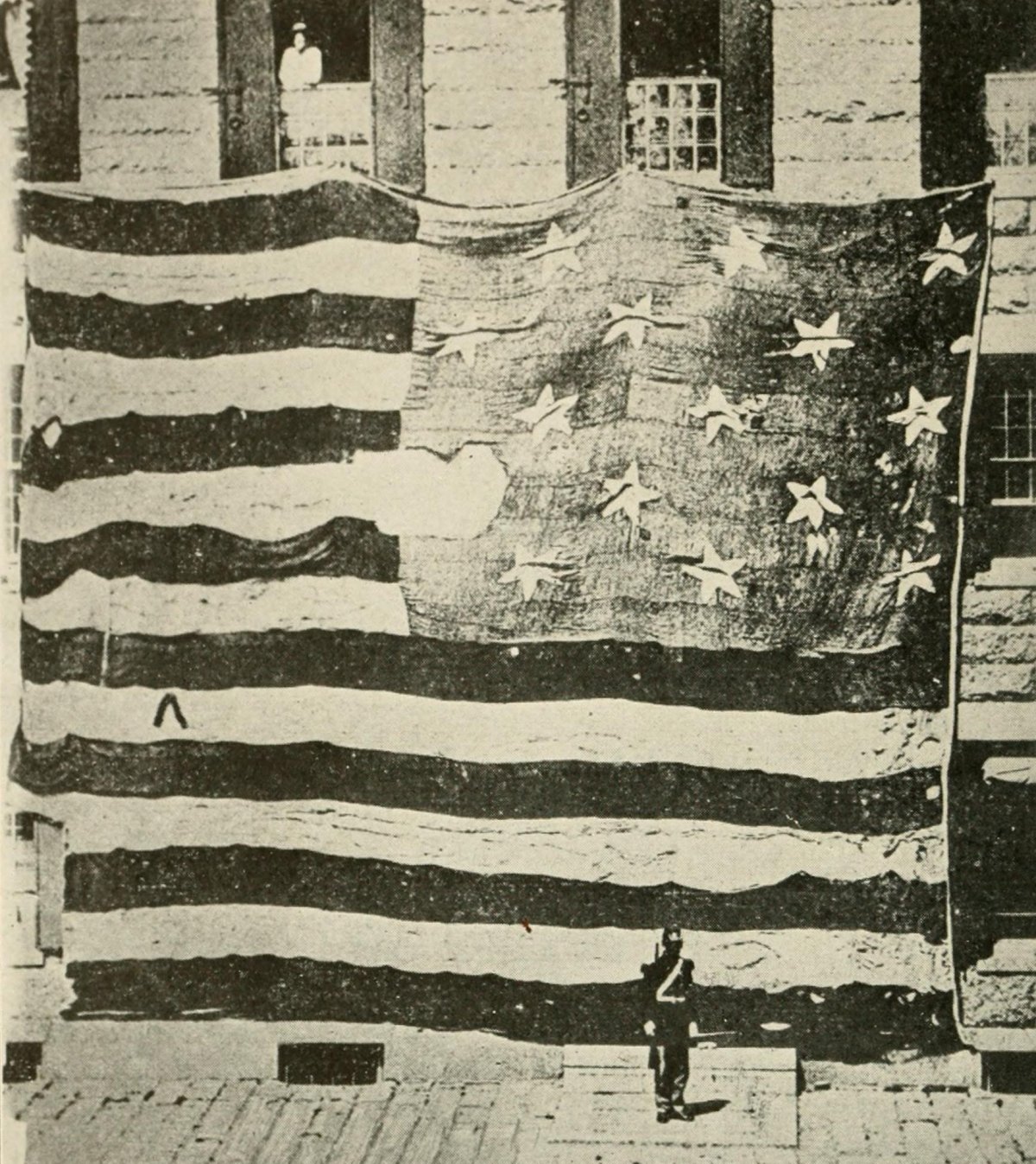 Flag that flew over Fort McHenry inspiring the Star-Spangled Banner