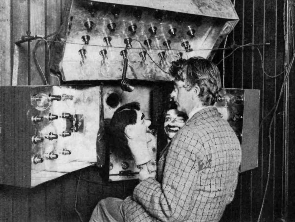 Baird using dummies to demonstrate an early TV system