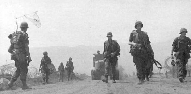 U.S. Soldiers moving towards Khe Sanh Combat Base