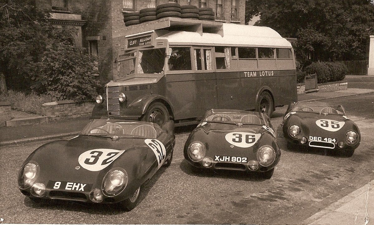 Team Lotus Eleven cars for Le Mans 24 Hour race 1956