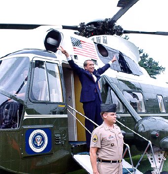 Nixon leaving the White House shortly before his resignation