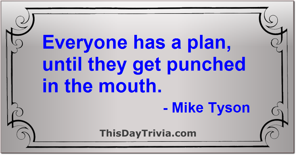 Quote: Everyone has a plan, until they get punched in the mouth. - Mike Tyson