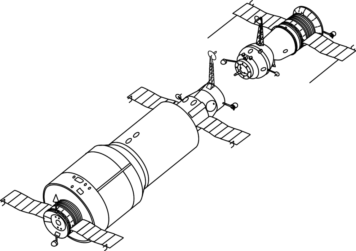 Soyuz docking with Salyut 1