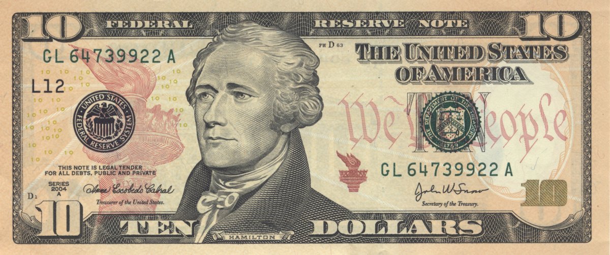 Hamilton on the U.S. $10 Bill