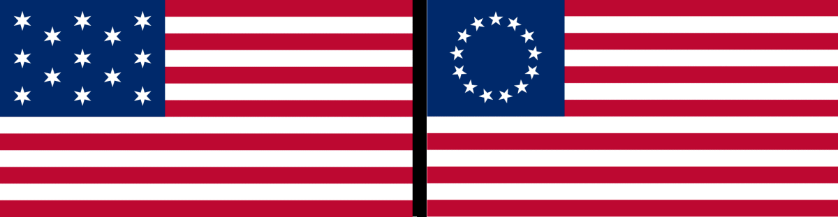 Two variations of the 1777 flag
