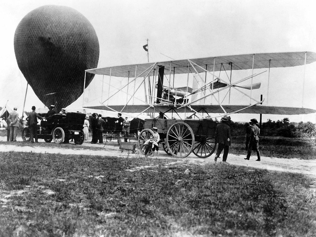 Aeronautical Division's first dirigible and first airplane
