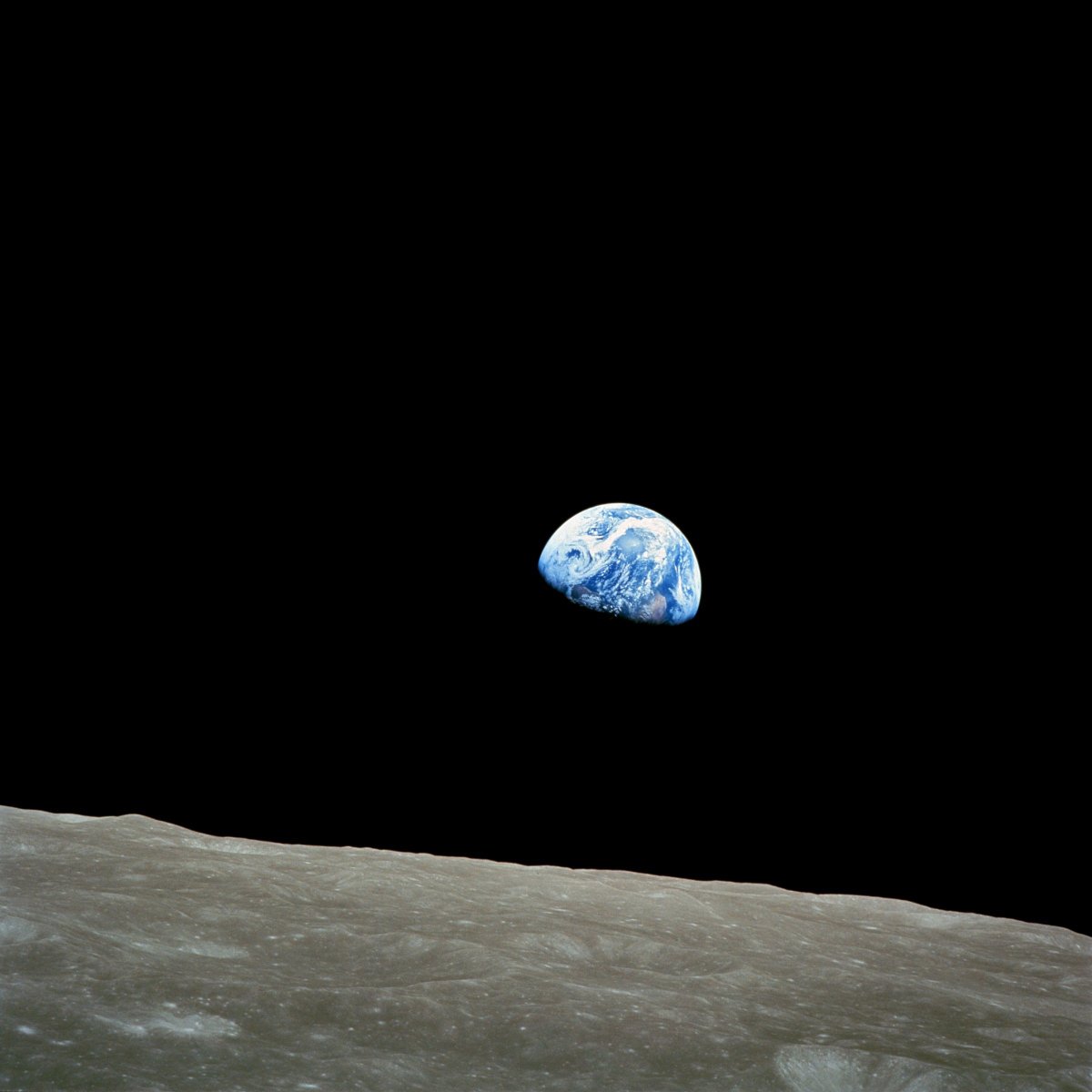 First Earthrise photographed by humans