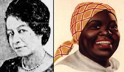 Harper at age 32 and the Aunt Jemima character