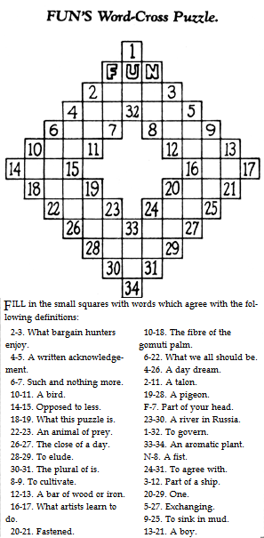 The World's First Crossword Puzzle was published on December 21, 1913. Can You Solve It?