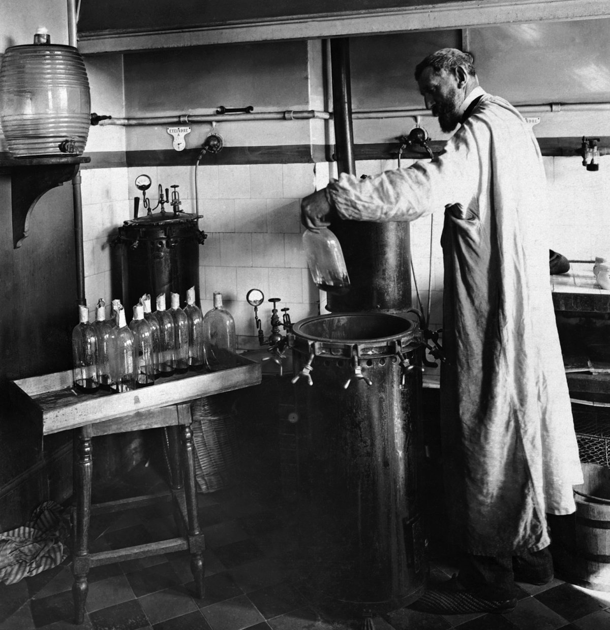 Pasteur in his laboratory