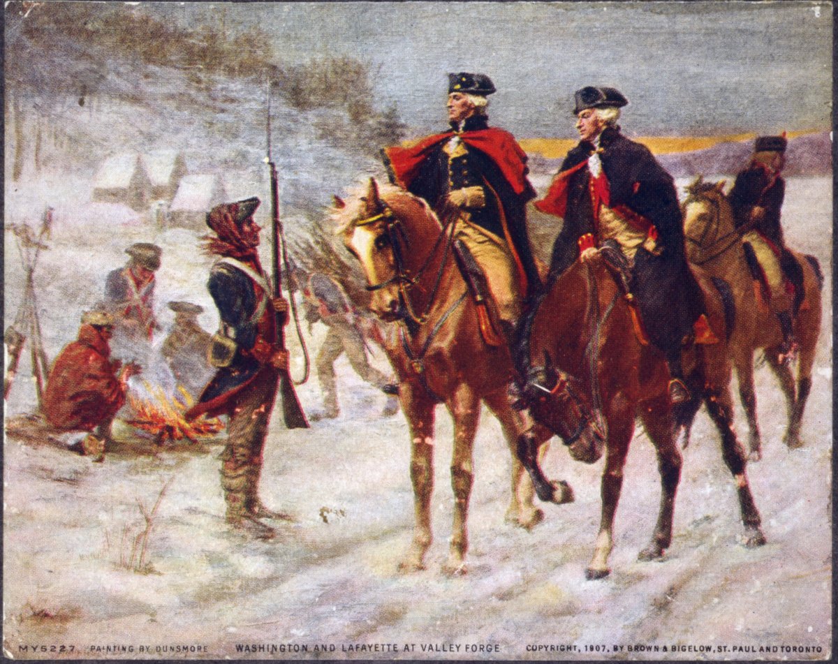 Washington and Lafayette at Valley Forge, by John Ward Dunsmore 1907