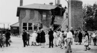 The school building after the bombing