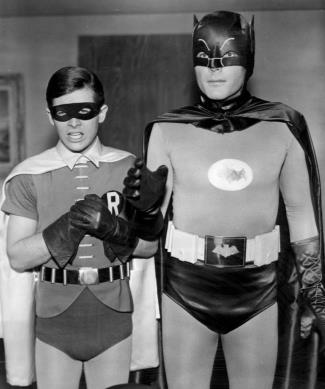 West (right) as Batman with Burt Ward as Robin