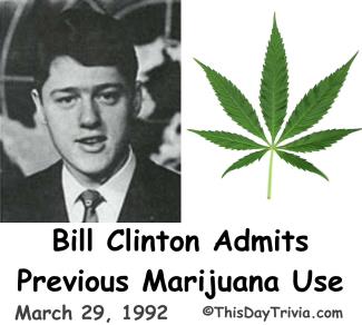 Clinton Admits Marijuana Use