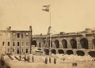Confederate flag flying over Fort Sumter
