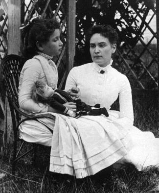 Helen Keller (age 8) with tutor Anne Sullivan (right)