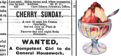 April 5, 1892 ad and an Ice Cream Sundae