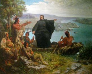 Jesuit Priest Converting Indians