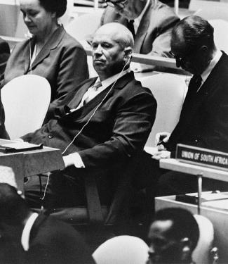 Khrushchev at a meeting of the United Nations General Assembly