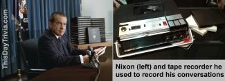 Nixon (left) and tape recorder he used to record his conversations