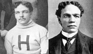 Lewis as Harvard football center in 1892 (left) and in 1903