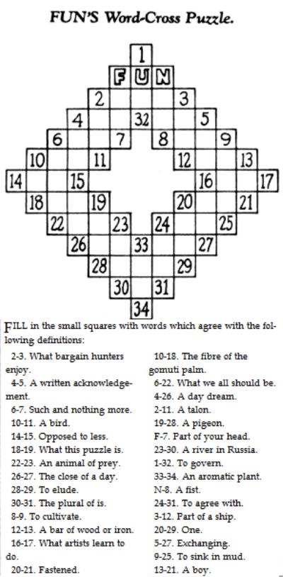 The World's First Crossword Puzzle was published on December 21, 1913. Can You Solve It?