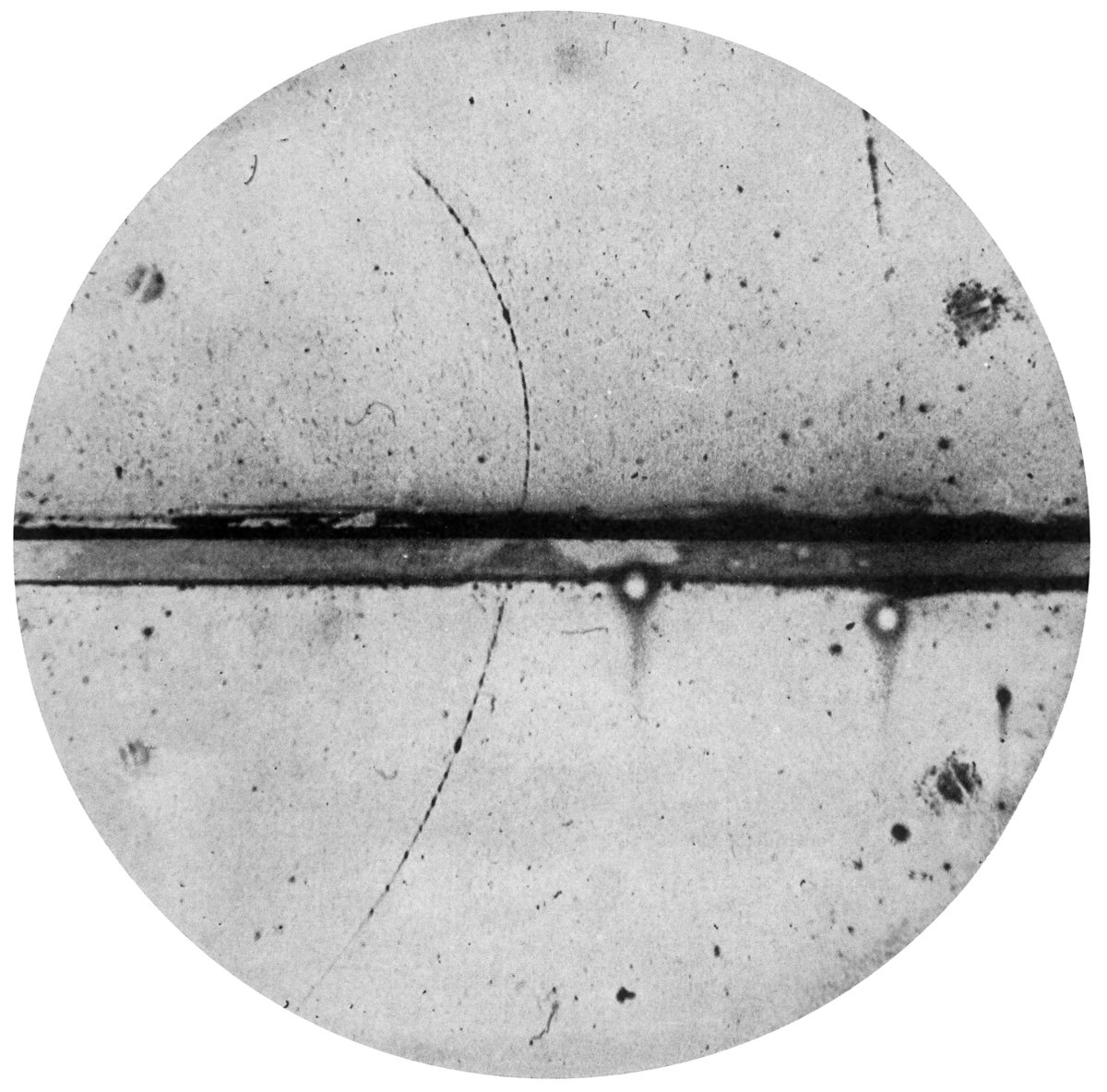 Photo of the first positron ever observed