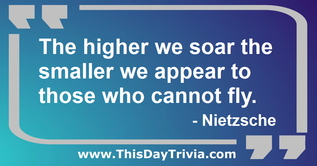 Quote: The higher we soar the smaller we appear to those who cannot fly. - Nietzsche
