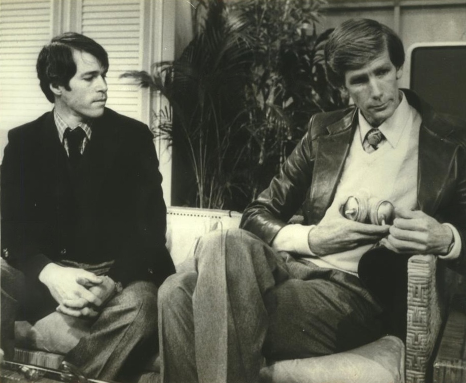 Jarvik (left) with early artificial heart on TV's Good Morning America