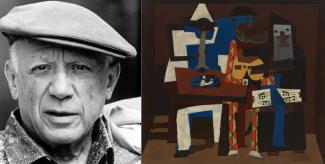 Picasso and his work Three Musicians