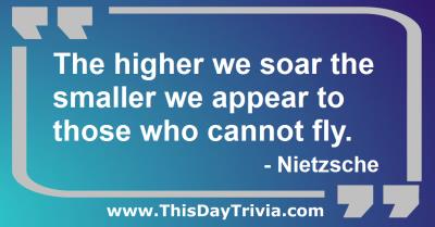 Quote: The higher we soar the smaller we appear to those who cannot fly. - Nietzsche